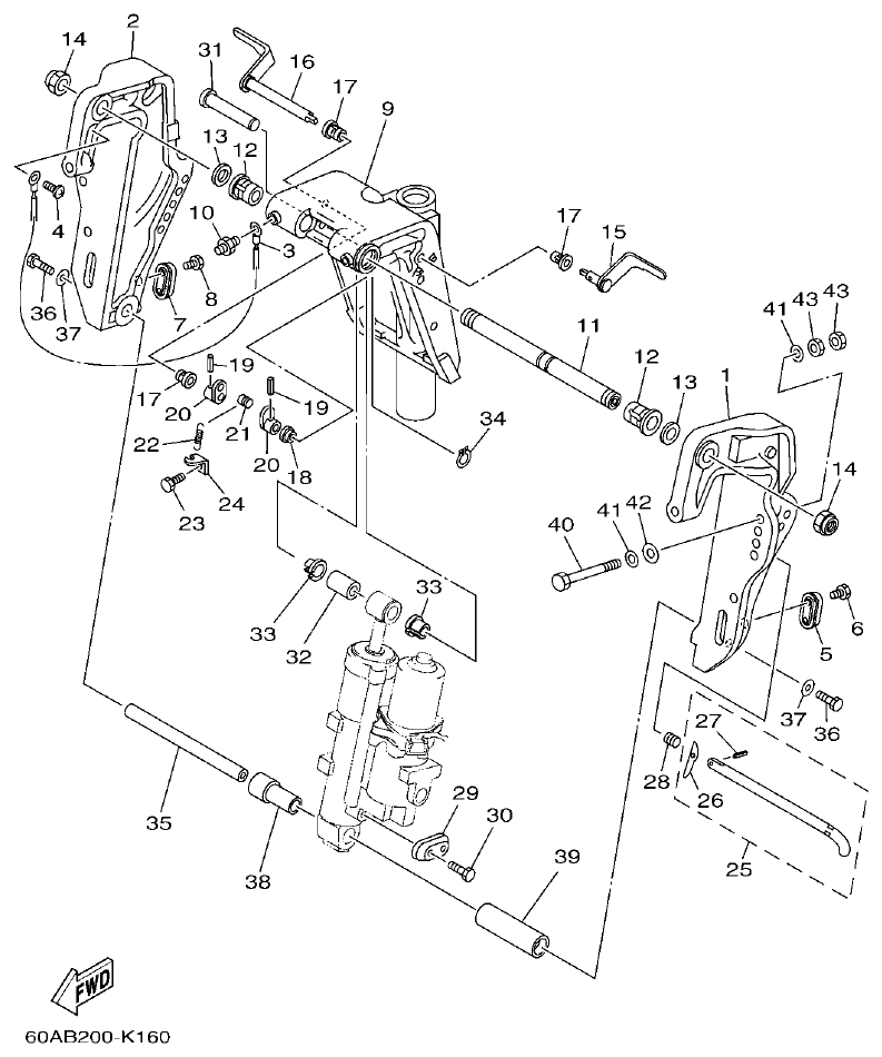 Yamaha F50DET, FT50CET BRACKET 1 parts diagram